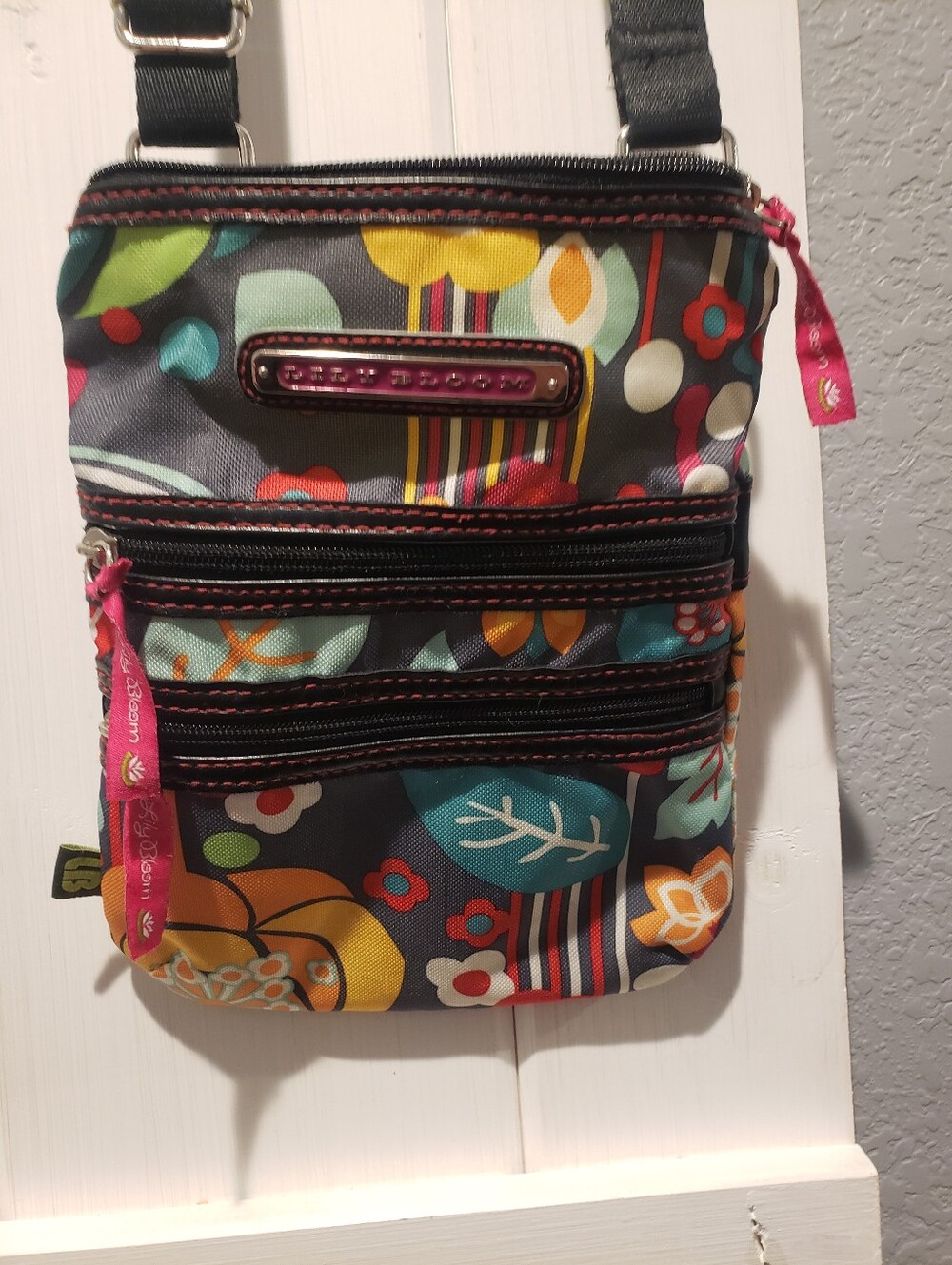 Lily Bloom Gray Multicolor Floral Crossbody Bag